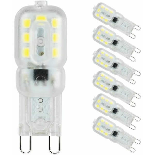 G9 pære koldt hvidt lys 6000K G9 LED 3W svarende til en 33W halogenpære AC 220V - 360° spredningsvinkel 6 stk