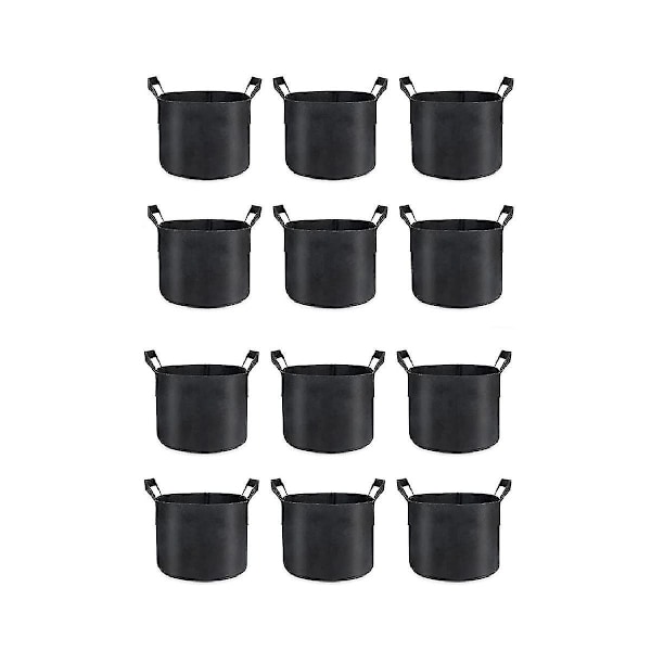 12-pak grow bags 5 gallon, tykke planteposer i stof til grøntsager, robuste håndtag og forstærket s