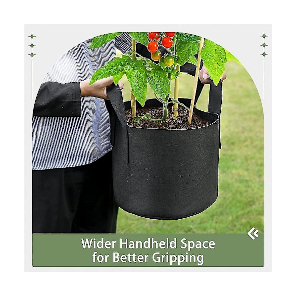 12-pakning dyrkingsposer 5 gallon, tykke planteposer i stoff for grønnsaker, solide håndtak og forsterket s