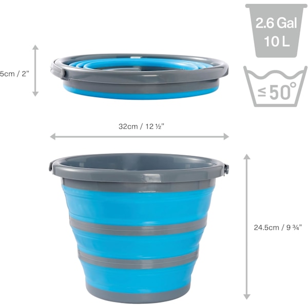 10 Liter Hopfällbar Multifunktionell Portabel Rengörings Fiske Camping Silikonhink, Utrymmesbesparande Design för Hem och Utomhus - Plattas till 5cm