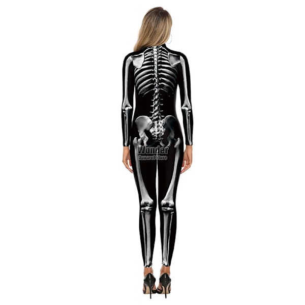 Kvinna Man Människokropp Skalle Skelett 3D-Tryckt Jumpsuit Vuxen Halloween Cosplay Kostymer Fest Rollspel Klä Upp Outfit B142-155 B142-155 M