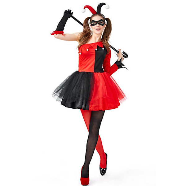 Karneval Halloween Forældre-Barn Klassisk Klovn Kostume Film Crazy Naughty Harlequin Playsuit Cosplay Fancy Festkjole Dame Lady S