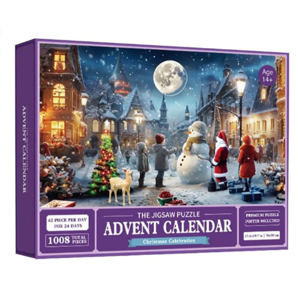 Julepuslespill Adventskalender Barn voksen puslespill, 24 dagers telling Blind boxC model