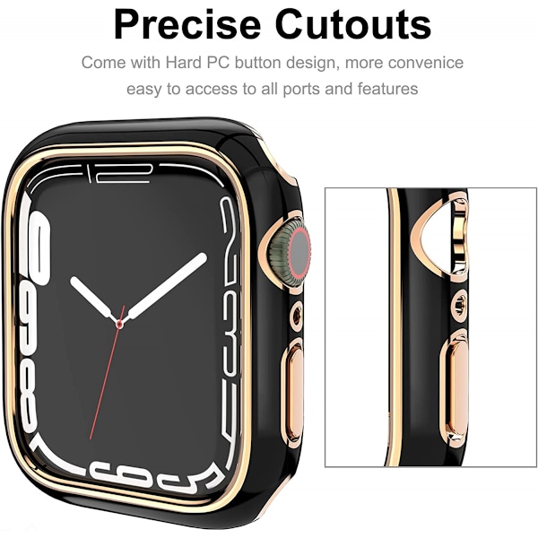 Til Apple Watch Series 7 41mm, Belagt Stiv PC Ramme Etui Slankt All-Around Bumper Etui til Apple Watch Series 7 (Rose Gold Sort)