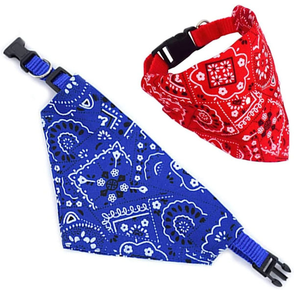 2 kpl koiran kaulahuivia, viilentävä koiran kaulapanta, koiran bandana huivi, säädettävä koiran kaulapanta pienille ja keskisuurille koirille ja kissoille (punainen, sininen)
