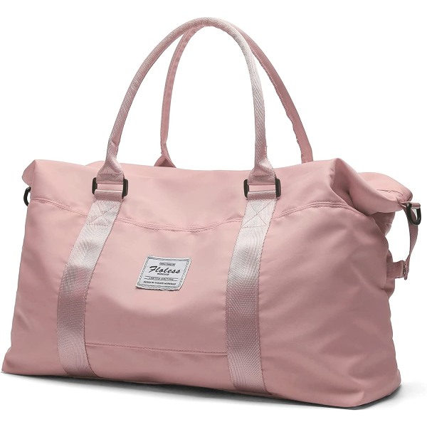 HHL Travel Duffel Bag, Sports Tote Gym Bag, Shoulder Weekender Overnight Bag för kvinnor rosa