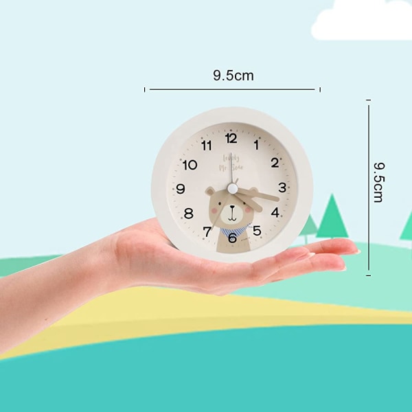 Vekkerklokke for barn, gutter og jenter, analog vekkerklokke uten tikking, høy alarmklokke med lys, liten vekkerklokke