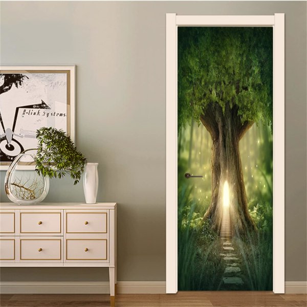 30,3" x 78,7" 3D Art Fantasy Tree House Dörrklistermärken Väggdekor Ph