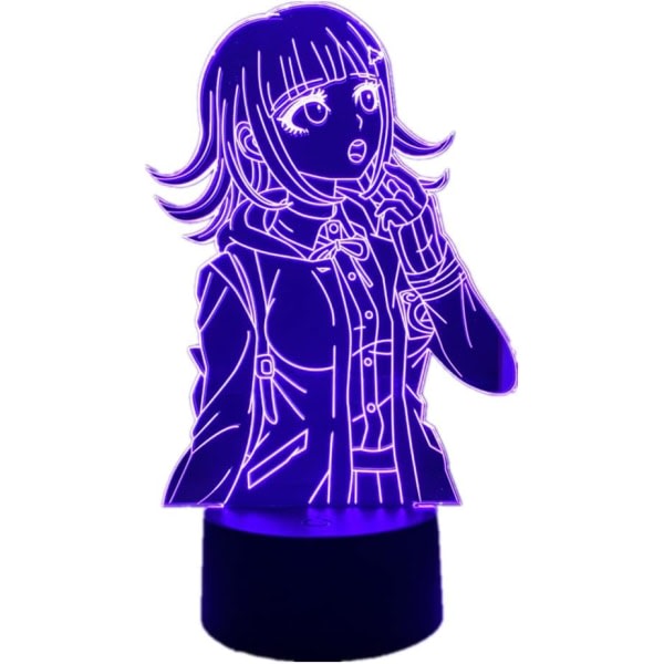 WJ Anime 3D Light Akryl Chiaki Nanami Figur LED Illusion Lamp 7/16 Färg Fjärrkontroll Touch Switch USB 3D Nattljus