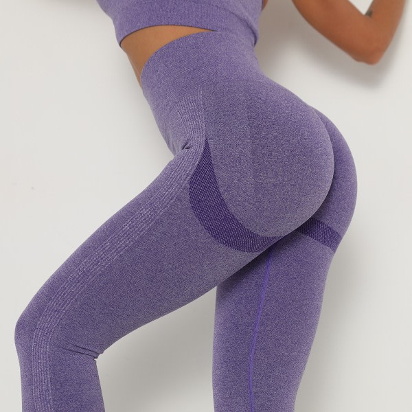 Dam Seamless Yoga Athletic Byxor Träning Hög midja Löpning Mage Control Sports Leggings (XL)