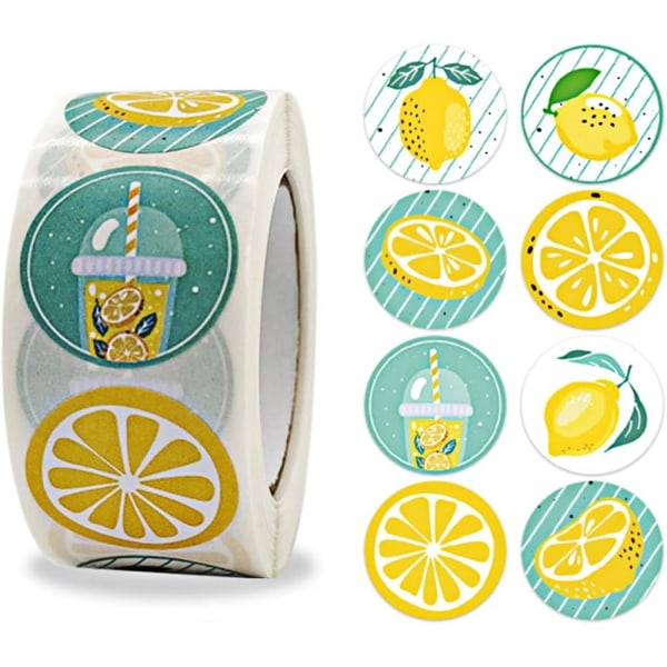 1 tum 8 sorters design citronklistermärkerulle för kuvertförseglingar, dekoration för festfavoriter
