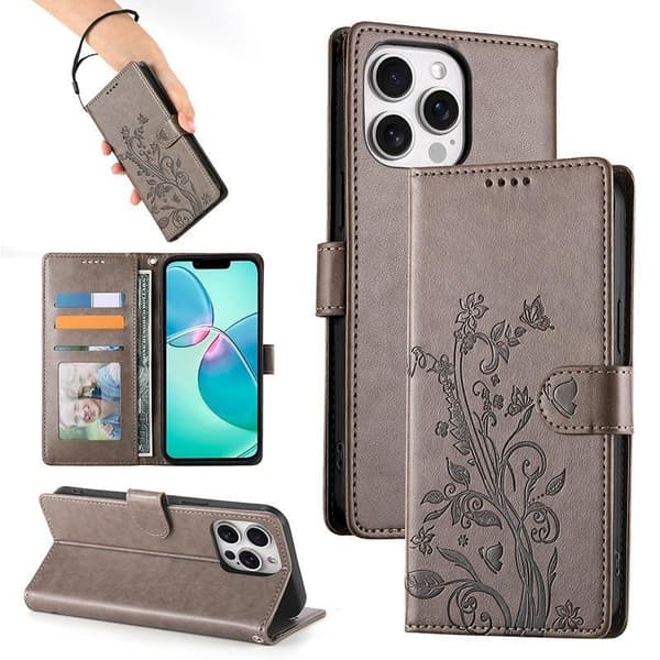(För iPhone 12/12 Pro) Stöttåligt telefonfodral med multifunktion grå