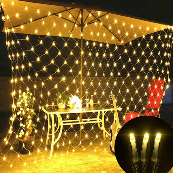 15m 2x3m 4x6m LED-ljusnät Utomhus Julfest Varmvit[GKS]