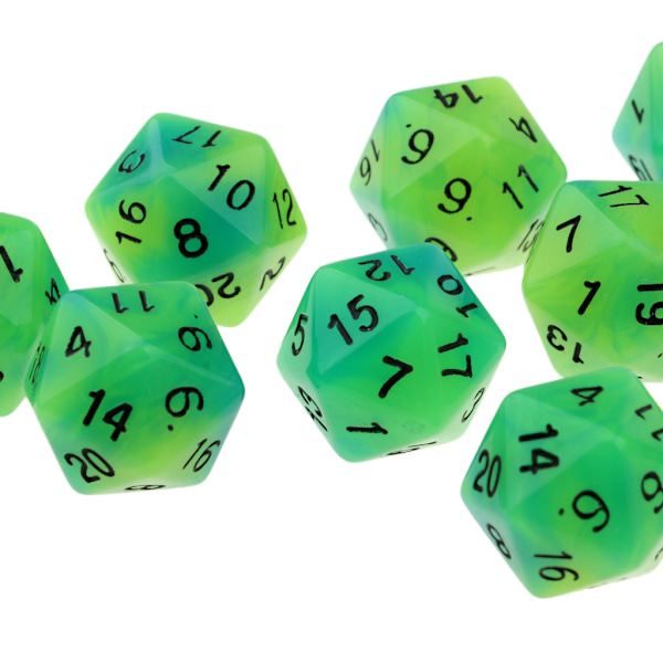 1/2/5 10 kpl valaisevia monisivuisia noppia Noctilucent D20 -setti Sininen+Vihreä 10 kpl [GKS] Blue+Green 10 Pcs 1Set