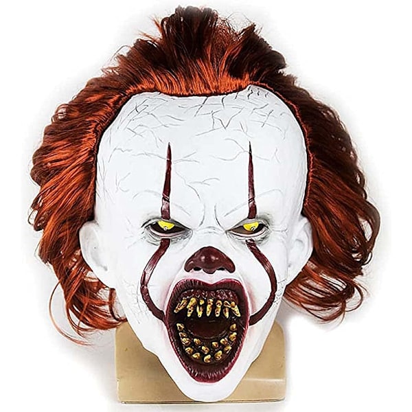 Pennywise Läskig Clown Latex Mask Joker skrämmande Halloween Creepy Tooth
