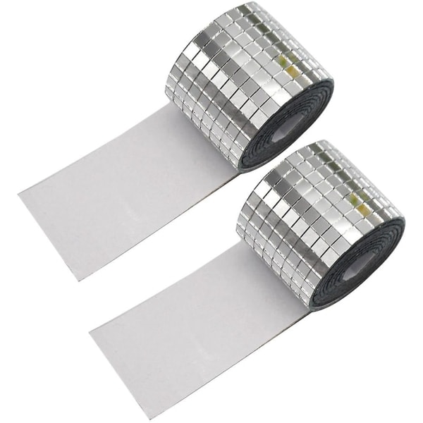Rolls Itsekiinnittyvät peilimosaiikkitarra DIY-koristelu lasimosaiikkilaatat (100X4X0.12CM, hopea)[GKS]
