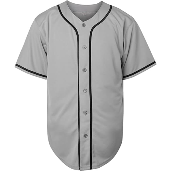 Enfärgad Hip Hop Baseball Uniformer Knappskjortor Sportuniformer Herr Damtröjor grå —S