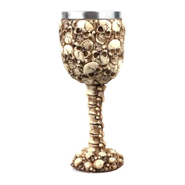 Wine glass with skull bone column, goblet of wine as kitchen decoration, table accessories for Hal