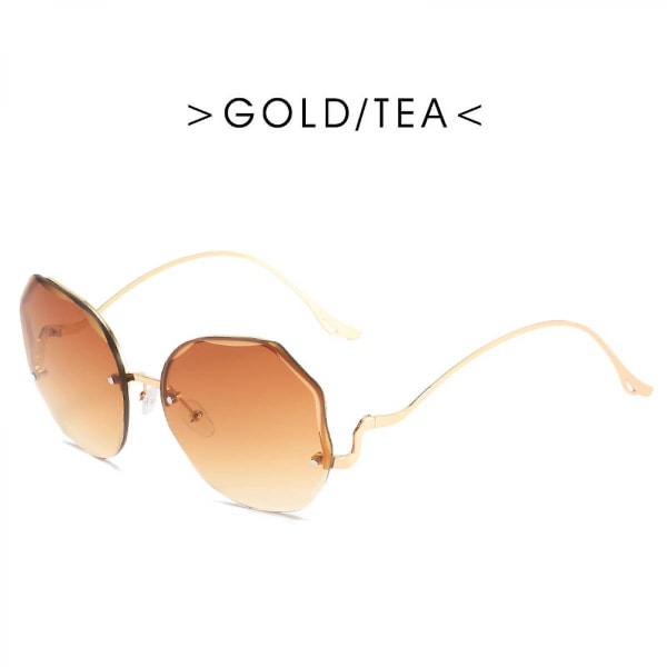 Klassiska båglösa solglasögon Metallbåge Diamantskärande lins Clear Eyewear Modesolglasögon för kvinnor