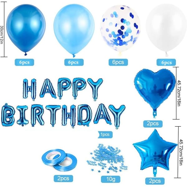 Blå, Ballong födelsedag dekoration ballonger, ballonger glitter, deco