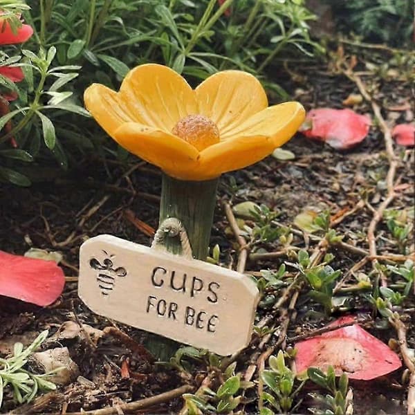 Blomsterformet keramisk bi-vanningsstasjon for hage utendørs pollinator Red