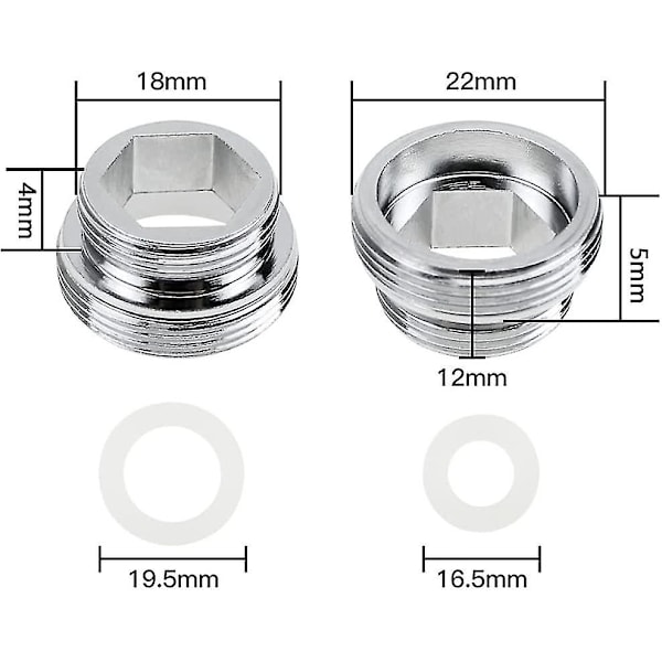 5 stk. han gevind hane M22 til M18 hane adapter Messing gevind adapter hane metal gave