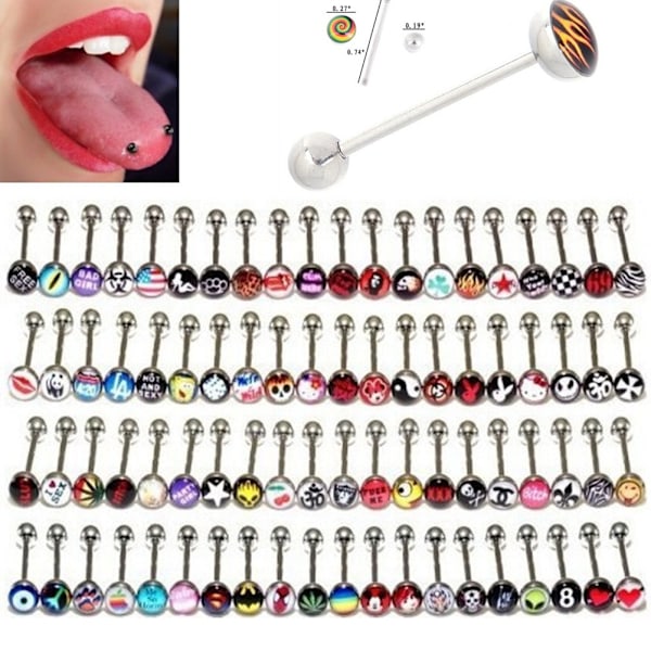 metal tunge ringe stål barbells Sjov grim ordlyd logo - Perfekt