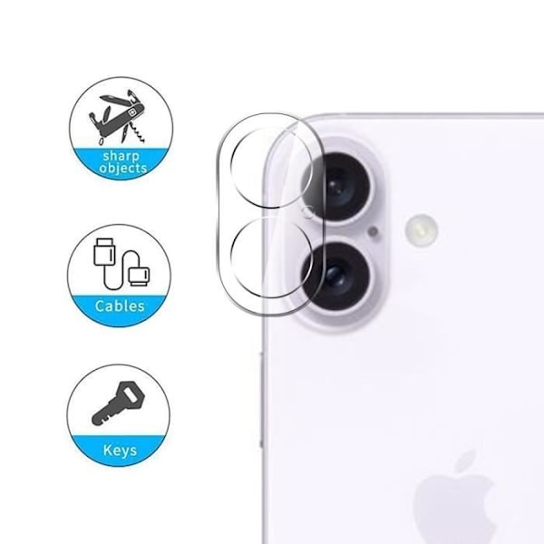 2 Anti-scratch hærdet glas kamera beskyttelse til iPhone 16 Plus