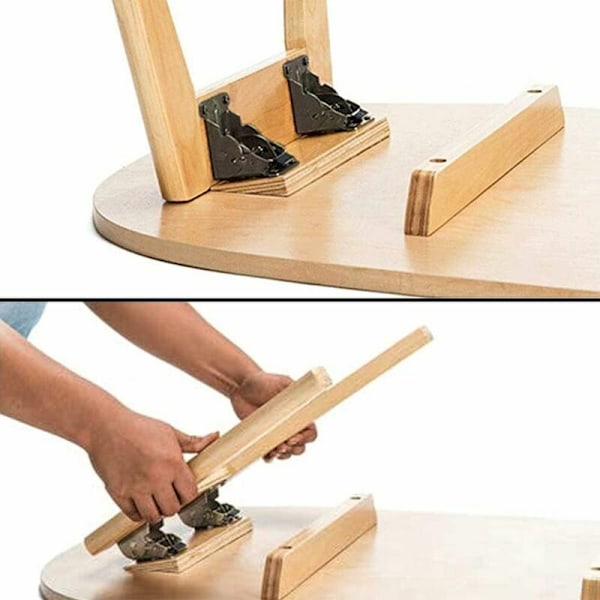 2 stk. Selvlukkende hængsler, Foldbare beslag, benbeslag og hjørnebeslag, til foldbare ben, foldbart arbejdsbord, med 20 stk. skruer