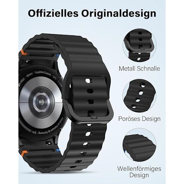 SimpleThings Sports Silikonrem Uden Mellemrum til Samsung Galaxy Watch 7/6/5/4 Space Gray Space Gray Watch7/FE/6/5/5Pro/4
