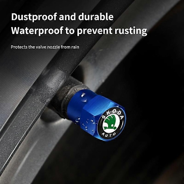 4 kpl Auton Pyörän Rengasventtiilin Suojukset Pölysuojat Tarvikkeet Skoda Octavia Rapid Kodiaq Karoq Fabia Kamiq Superb Derivative Vision-Perfet -malleille 4pcs Black