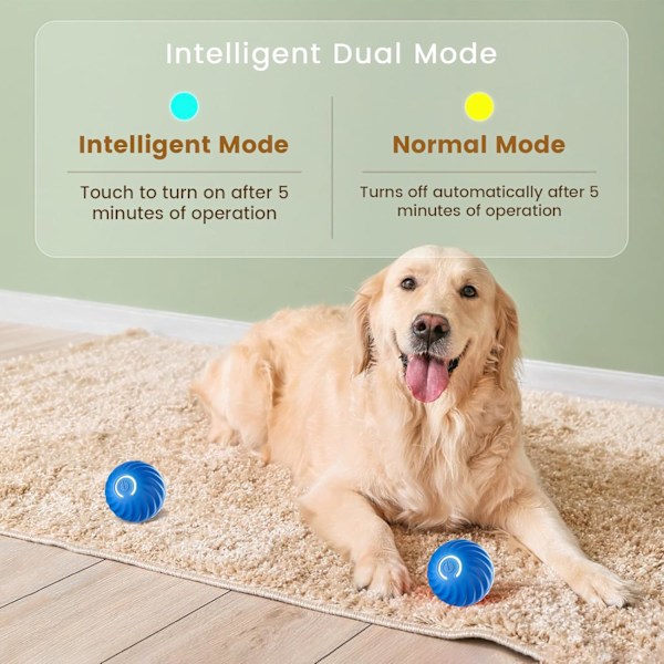 Selvrullende Bold til Hunde, Smart Selvbevægelig Bold med 2 Tilstande Lang Batterilevetid, Intelligent Teaser Kattebold med Udskifteligt Skal