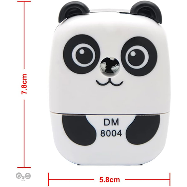 Søt metall blyantspisser for skrivebord med håndtak, tegneserie dyre blyantspisser for barn (Mørk sirkel Panda, 1 pakke)