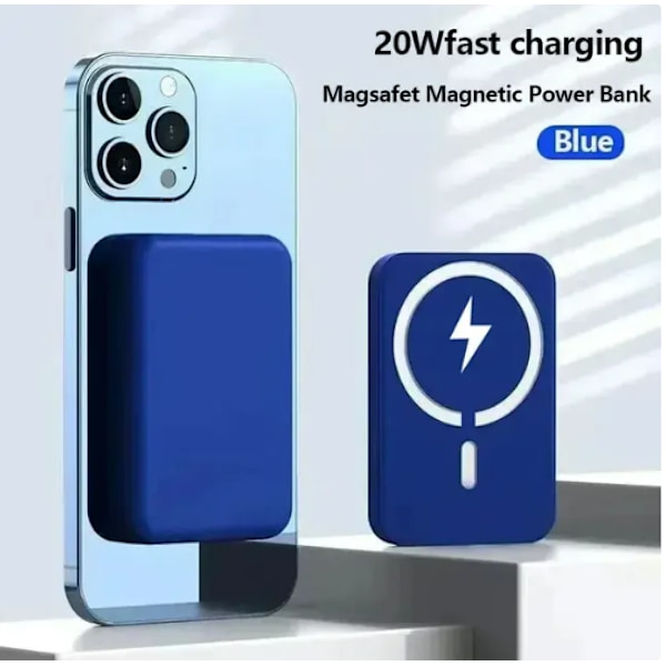10000mAh Bærbar Trådløs Oplader MagSafe Ekstra Backup Ekstern Magnetisk Batteripakke Powerbank til iPhone 13 14 15 Pro white