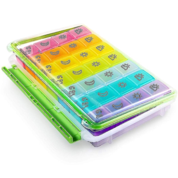 HHL Seven Days 28-grid Rainbow Pill Box Portable Pill Case Förvaringsfack