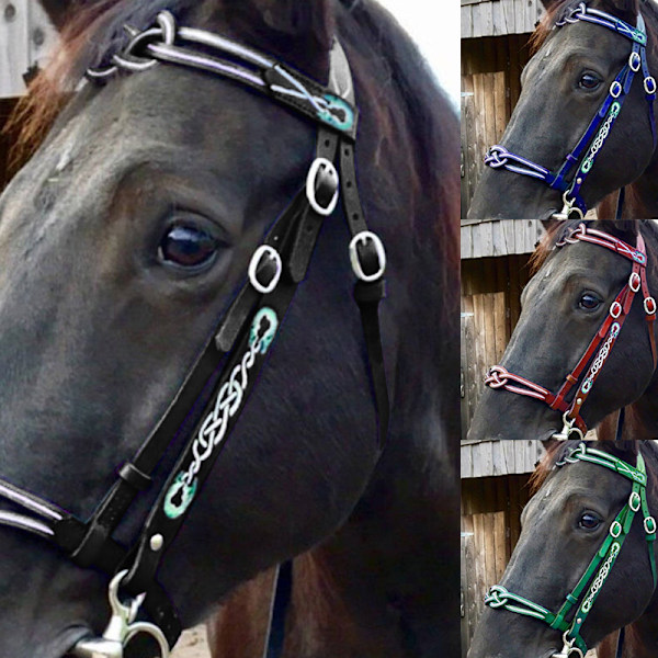 Grimma och ledrep för häst, PU-läder grimma och ledrep Black