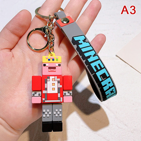 Ny 3D-spel Minecraft PVC-nyckelring Ainme Steve Creeper Min Värld