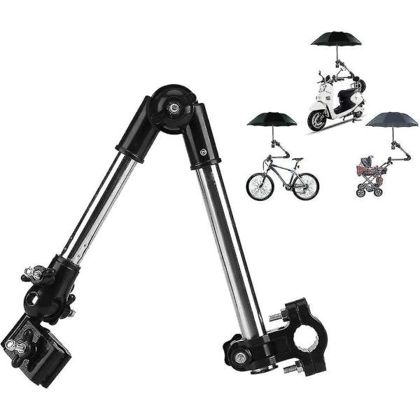 Justerbar paraplyhållare, 360 skalbar baby Elastisk koppling i rostfritt stål för rullstolar (svart)