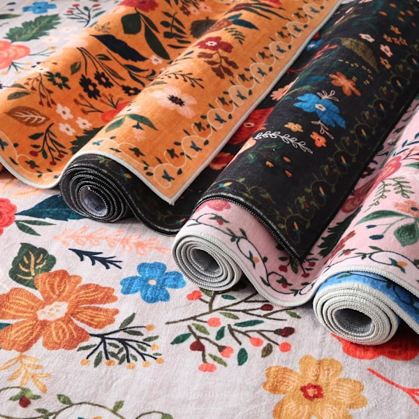 Ovi Matto Sisäkäyttöön 2x3 Matto Konepesu Boho Kukallinen Pieni Alue Matto Liukumaton Matala Pinoa Heitto Matot Eteiseen, Keittiöön, (Beige)