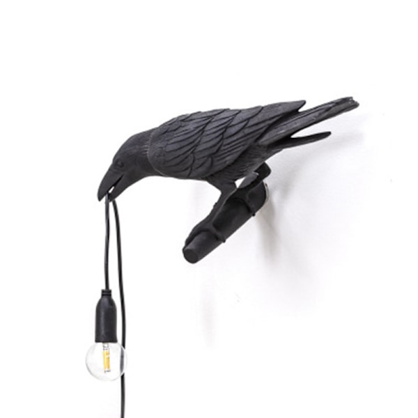 Seletti Bird Moderne Italiensk Væglampe Sort Hvid Resin Belysning black right