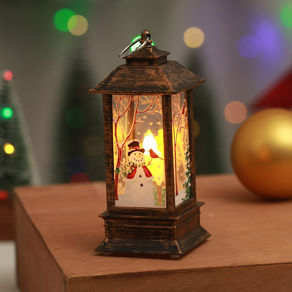 Jul Flamme Lykt Jul Lys Nattlamper Dekorasjoner, Jul Utemiljø Lamper Dekorasjon Julenissen Lys snowman