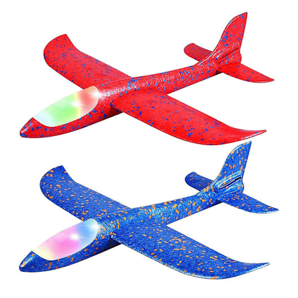 2-pack LED-ljus Flygplansleksaker Kasta Skumflygplan Blinkande Ljusglidare Utomhussporter Födelsedagsfest Favörer