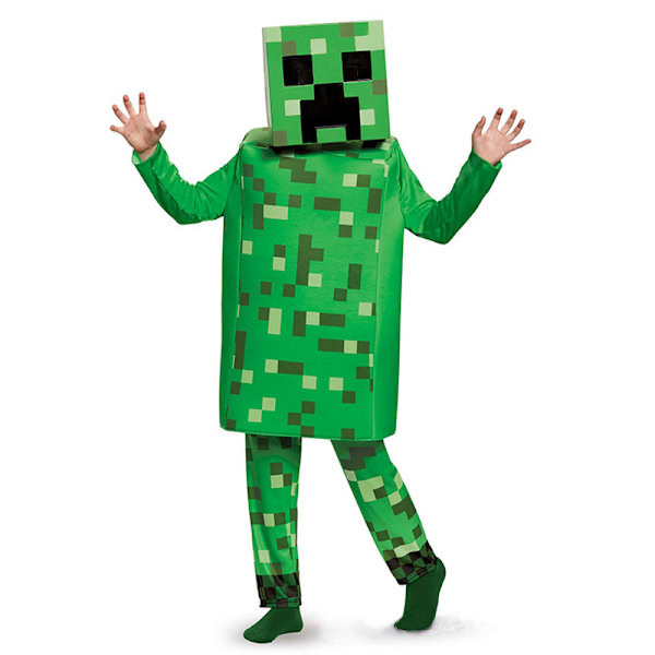 Minecraft Gutt Creeper Pixel Dress, Halloween-kostyme for barn L