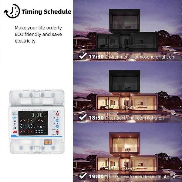 Tuya WiFi Intelligent Switch Automatisk Feedback Beskyttelse 3P4W Strømmåler Trefaset Feedback Switch{GKS}
