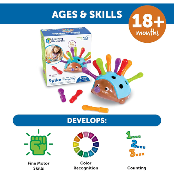 The Fine Motor Hedgehog - Utvecklande Leksaker för Småbarn, Finmotorik och Sinnesleksaker för Barn 18+ Månader, Montessori-leksaker