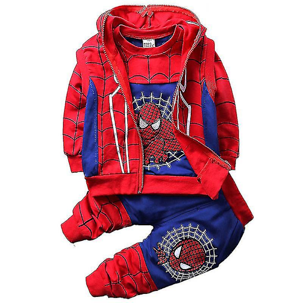 Kids Boys Spiderman Tracksuit Set Sweatshirt Vest Tops Pants Outfits-m Blu