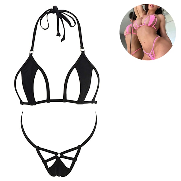 Utskuren Mikro Bikini Mini Baddräkt Kvinnor - Svart