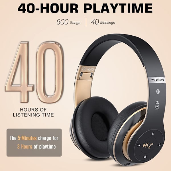 Trådløse Over-Ear Hodetelefoner, [40 Timers Spilletid]【GKS】