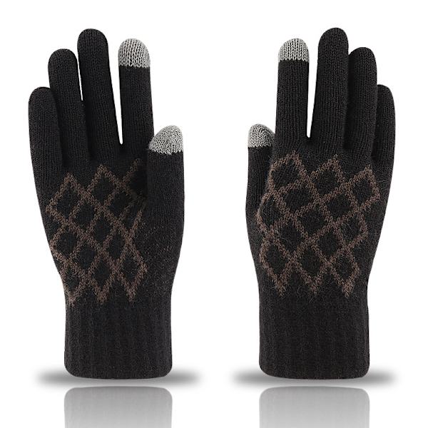 Vinter Touch Handskar Varma Stretch Stickade Vantar Hel Finger Ther Black
