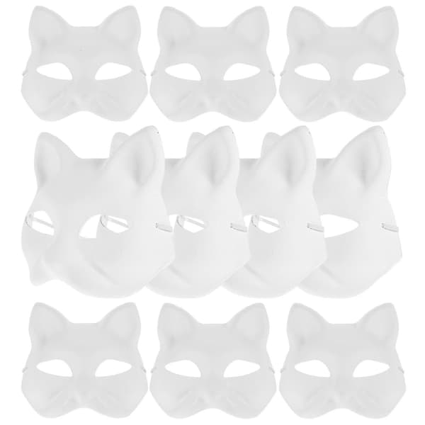 20 stk. blanke papir kattemasker, blanke masker for DIY håndmalte kattemasker